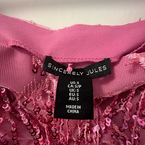 Sincerely Jules Taylor Swift 1989 Sequins Skirt Crop Tank Top Pink Set small - Picture 4 of 4